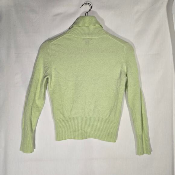 Griffen Cashmere Lime Turtle Neck Spring Bright Minimalist Cozy Pullover P XL - Picture 4 of 6